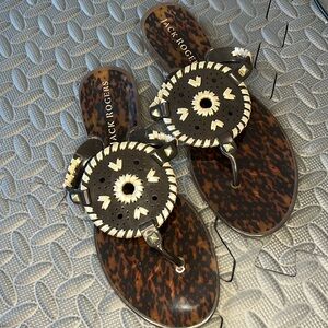 Tortoise brown and gold Jack Rogers jelly sandal. Size 7